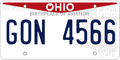 OH license plate GON4566