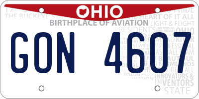 OH license plate GON4607