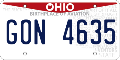 OH license plate GON4635