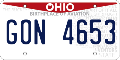 OH license plate GON4653