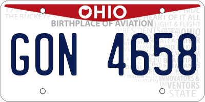 OH license plate GON4658