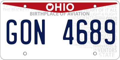 OH license plate GON4689