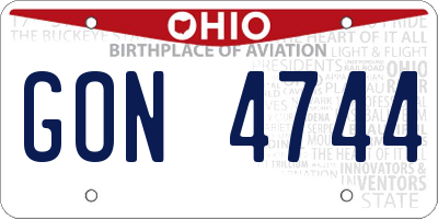 OH license plate GON4744