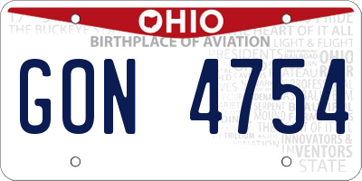 OH license plate GON4754