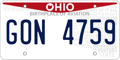 OH license plate GON4759