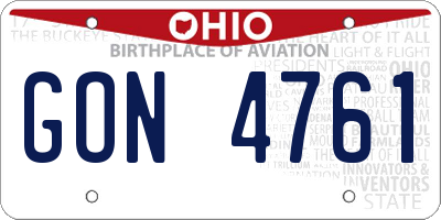 OH license plate GON4761