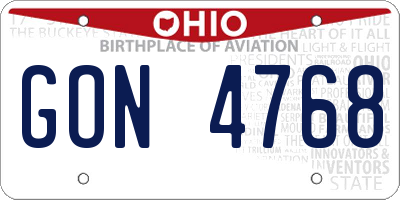 OH license plate GON4768