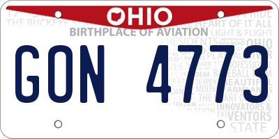 OH license plate GON4773