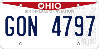 OH license plate GON4797