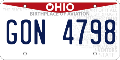 OH license plate GON4798