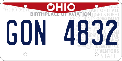 OH license plate GON4832