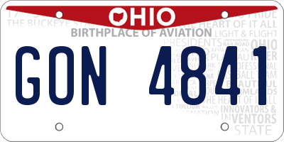 OH license plate GON4841