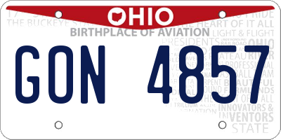 OH license plate GON4857