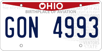 OH license plate GON4993