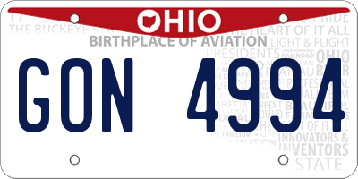 OH license plate GON4994