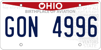 OH license plate GON4996