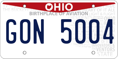OH license plate GON5004