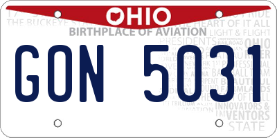 OH license plate GON5031
