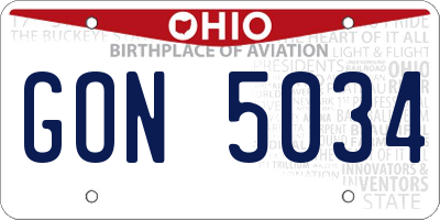 OH license plate GON5034