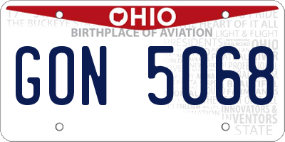 OH license plate GON5068