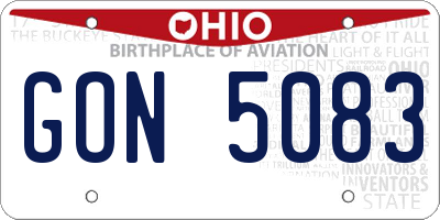 OH license plate GON5083