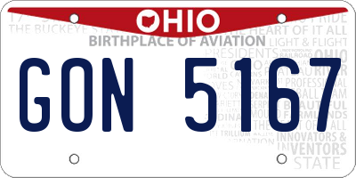 OH license plate GON5167