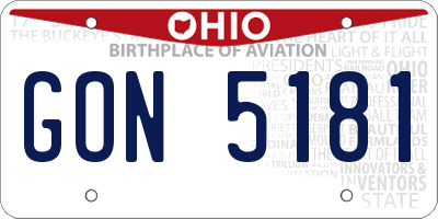 OH license plate GON5181