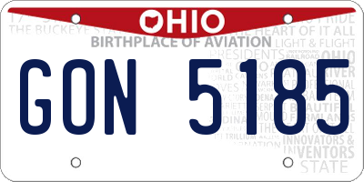 OH license plate GON5185