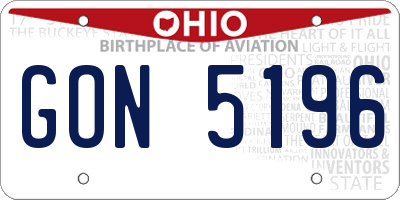 OH license plate GON5196