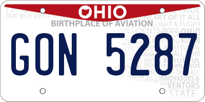 OH license plate GON5287