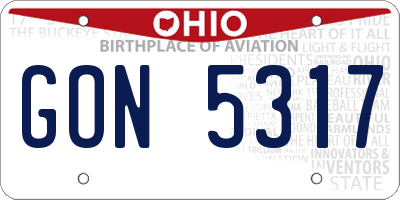 OH license plate GON5317