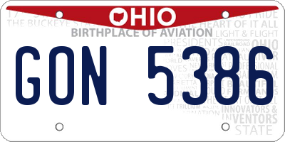 OH license plate GON5386