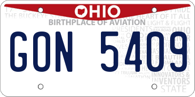 OH license plate GON5409