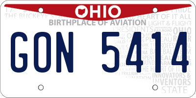 OH license plate GON5414