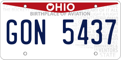 OH license plate GON5437