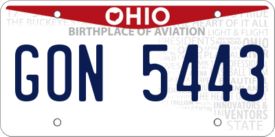 OH license plate GON5443