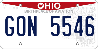 OH license plate GON5546
