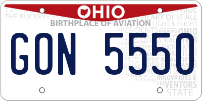 OH license plate GON5550