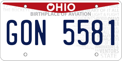 OH license plate GON5581