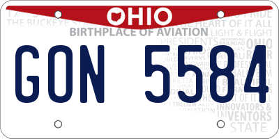 OH license plate GON5584
