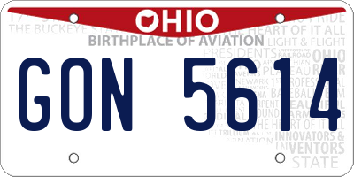 OH license plate GON5614