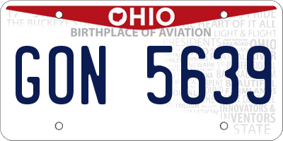 OH license plate GON5639
