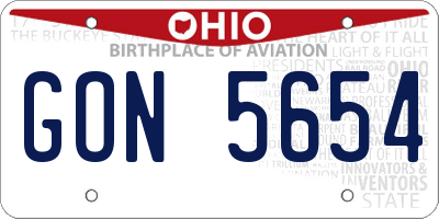 OH license plate GON5654