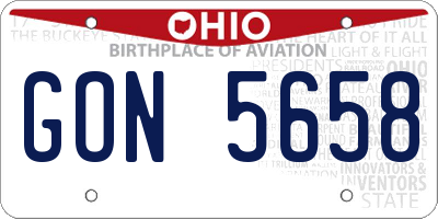 OH license plate GON5658