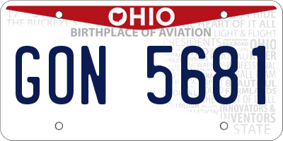 OH license plate GON5681