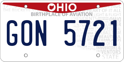OH license plate GON5721