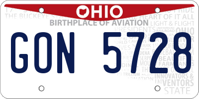 OH license plate GON5728
