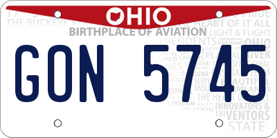 OH license plate GON5745