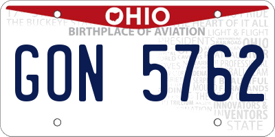 OH license plate GON5762