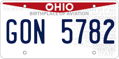 OH license plate GON5782